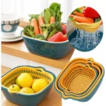 Baskom Cuci Sayur Buah 3in1 + Saringan Peniris Air | Set 3 Pcs Vegetable Basin Multifungsi