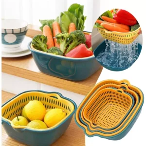 Baskom Cuci Sayur Buah 3in1 + Saringan Peniris Air | Set 3 Pcs Vegetable Basin Multifungsi