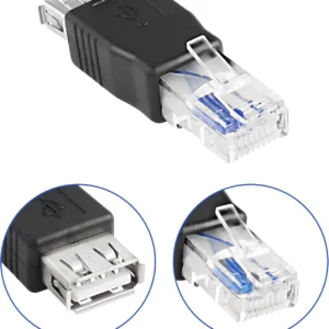 2 PCS Adapter RJ45 Male to USB Female Ethernet Converter untuk Modem ADSL Router Kamera Jaringan
